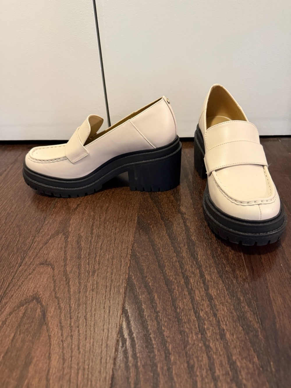Michael Kors Rocco Cream and Black Platform Loafers - Picture 3 of 8